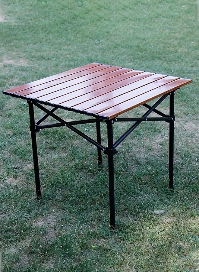 Lightweight Aluminum Folding Table for 4 People, Durable Roll-Up Top with Carry Bag, Ideal for Camping, Picnics, BBQs, and Backyards 52x52x50cm - Image 1