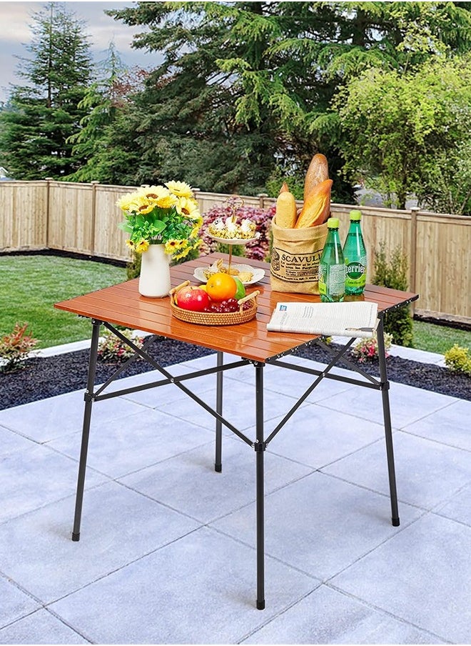 KUYING Lightweight Aluminum Folding Table for 4 People, Durable Roll-Up Top with Carry Bag, Ideal for Camping, Picnics, BBQs, and Backyards 52x52x50cm  - Image 3