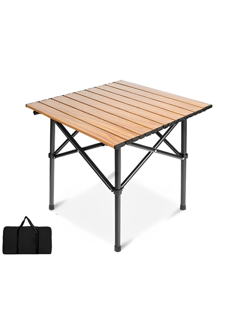 KUYING Lightweight Aluminum Folding Table for 4 People, Durable Roll-Up Top with Carry Bag, Ideal for Camping, Picnics, BBQs, and Backyards 52x52x50cm  - Image 2
