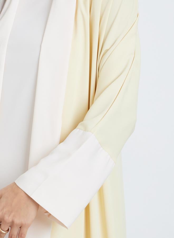 Amirah Women Yellow Abaya with Inner Dress and Hijab Set - Image 3