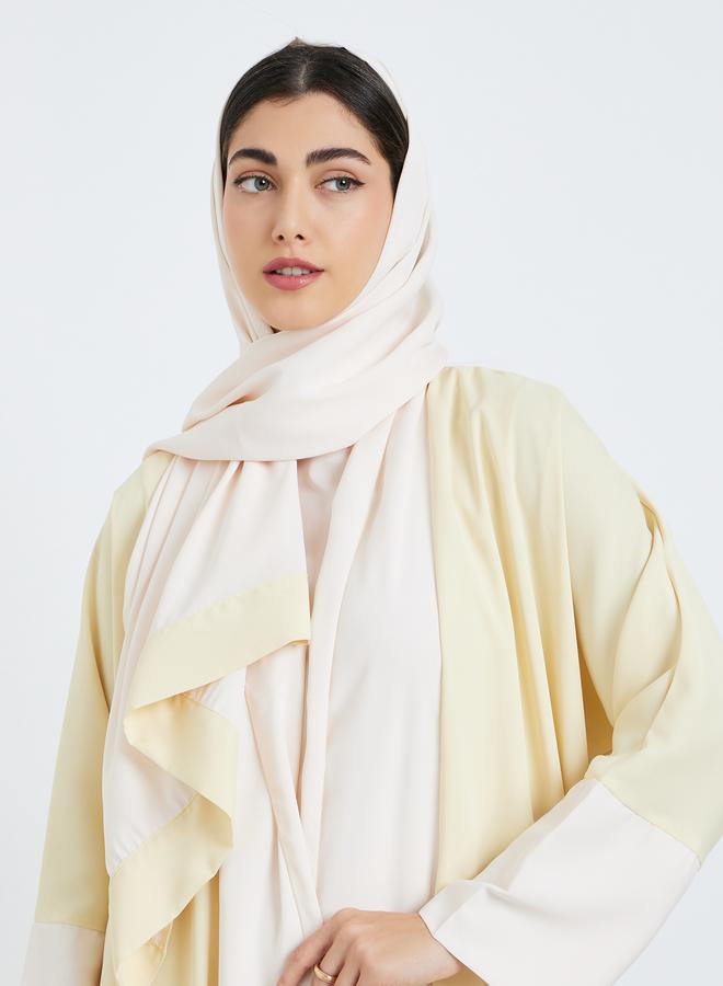Amirah Women Yellow Abaya with Inner Dress and Hijab Set - Image 2