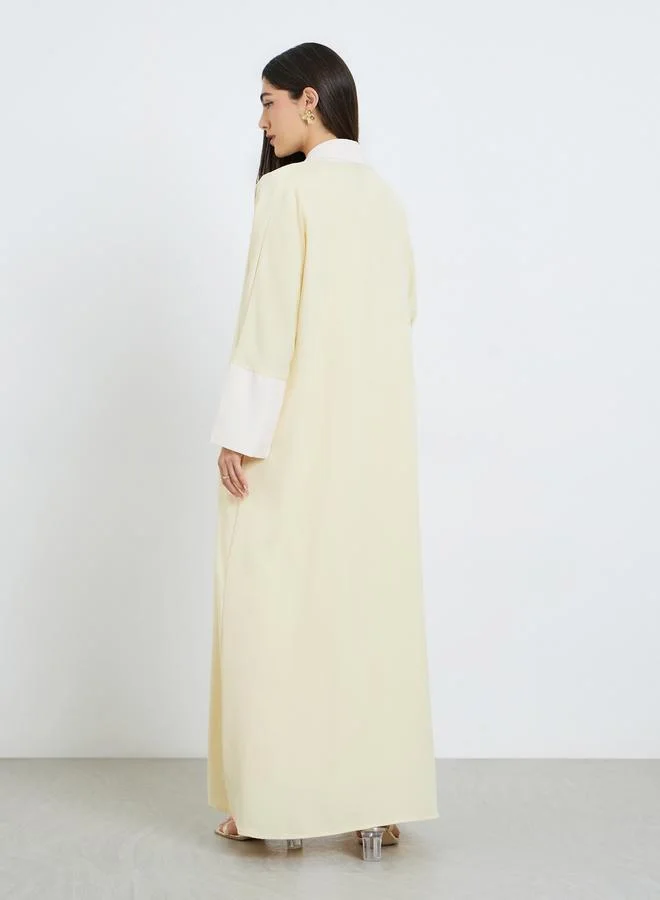 Amirah  Women Yellow Abaya with Inner Dress and Hijab Set for Women | Best Price UAE
