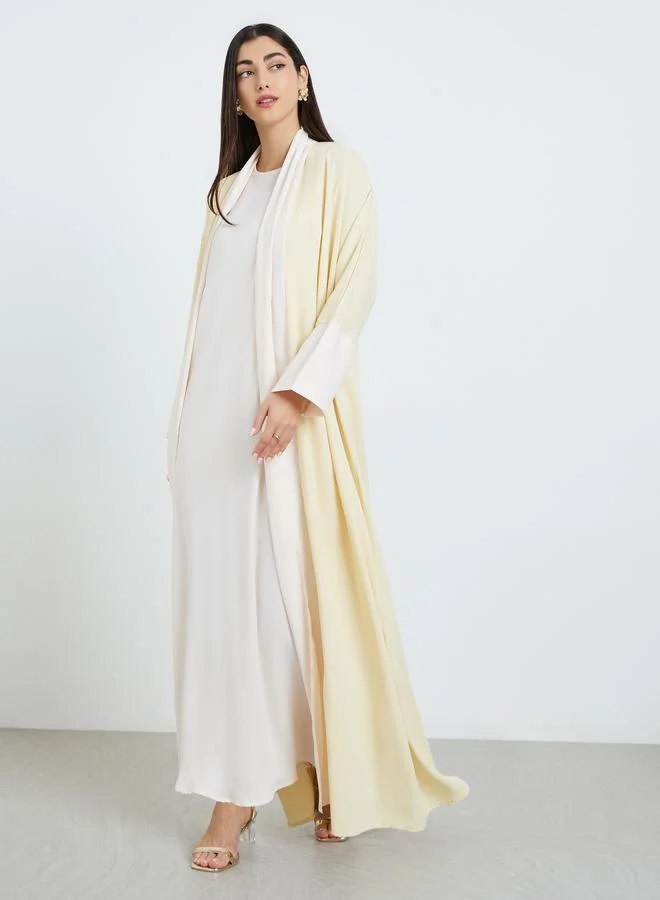 Amirah Women Yellow Abaya with Inner Dress and Hijab Set