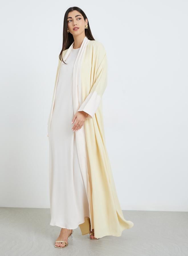 Amirah Women Yellow Abaya with Inner Dress and Hijab Set - Image 1