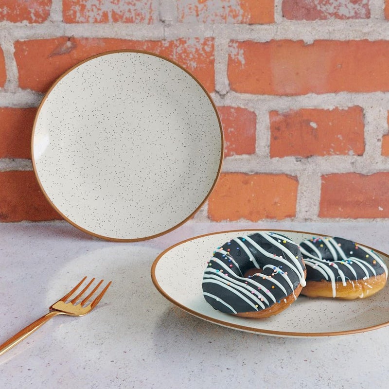 The Earth Store مجموعة أطباق ربع سيراميك كريمي مات من ذا إيرث ستور - 2 قطعة | آمنة للاستخدام في الميكروويف وغسالة الصحون | طبق نصف للوجبات الخفيفة والحلويات والعشاء والمزيد - Image 5
