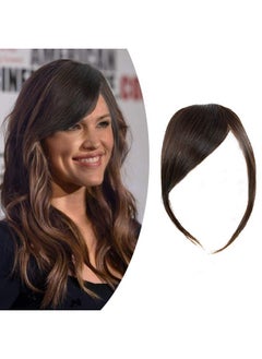 SHINON Thick Side Bangs Natural Clip On Bangs Real Human Hair Side Swept Bangs Clip In Fringe Bangs Hair Extensions Dark Brown  - Image 1