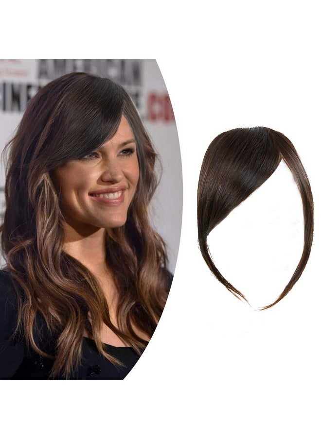 SHINON Thick Side Bangs Natural Clip On Bangs Real Human Hair Side Swept Bangs Clip In Fringe Bangs Hair Extensions Dark Brown  - Image 1