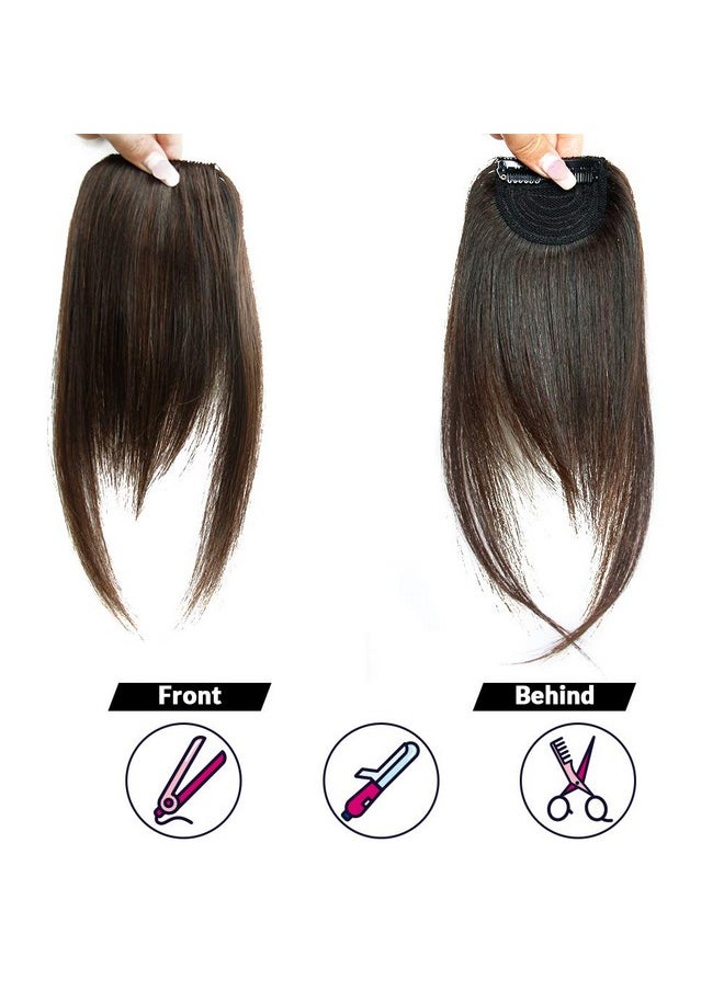SHINON Thick Side Bangs Natural Clip On Bangs Real Human Hair Side Swept Bangs Clip In Fringe Bangs Hair Extensions Dark Brown  - Image 3
