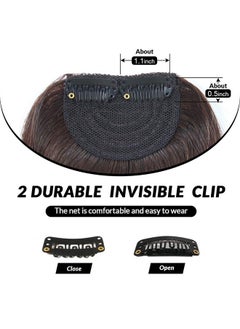 SHINON Thick Side Bangs Natural Clip On Bangs Real Human Hair Side Swept Bangs Clip In Fringe Bangs Hair Extensions Dark Brown  - Image 5