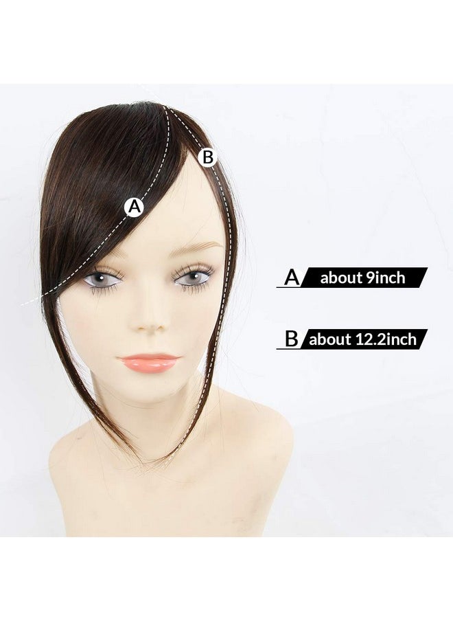 SHINON Thick Side Bangs Natural Clip On Bangs Real Human Hair Side Swept Bangs Clip In Fringe Bangs Hair Extensions Dark Brown  - Image 4