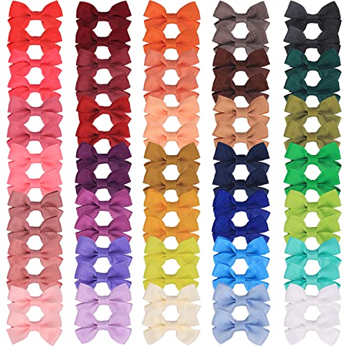 XIMA 70Piece 2inch Hair Bows for Baby Girls35colors in Pairs Grosgrain Boutique Solid Ribbon Mini Bows Alligator Clips for Newborn Girls Infants Toddlers - Image 1