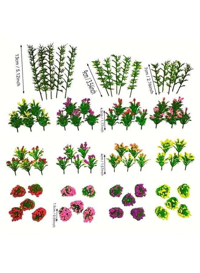 Artificial Trees 75 Piece Miniature Plastic Flowers Plants for Sand Table Models - Image 2