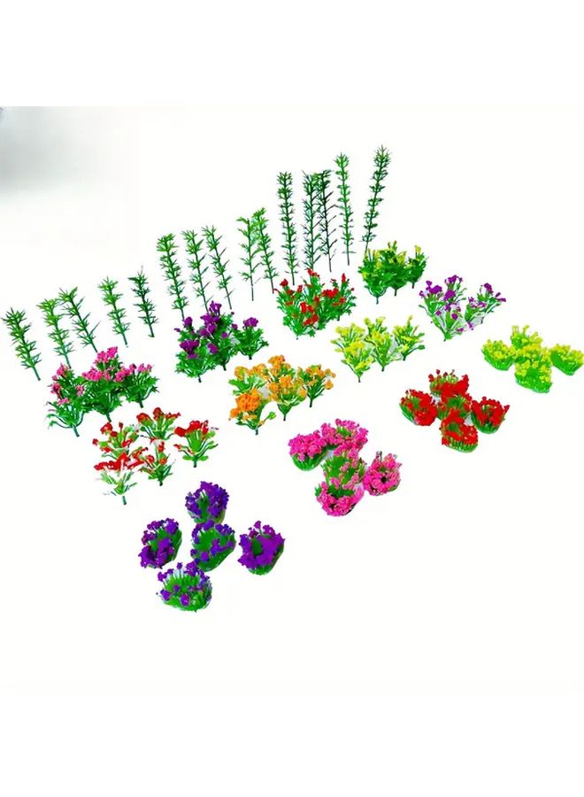 Artificial Trees 75 Piece Miniature Plastic Flowers Plants for Sand Table Models - Image 1