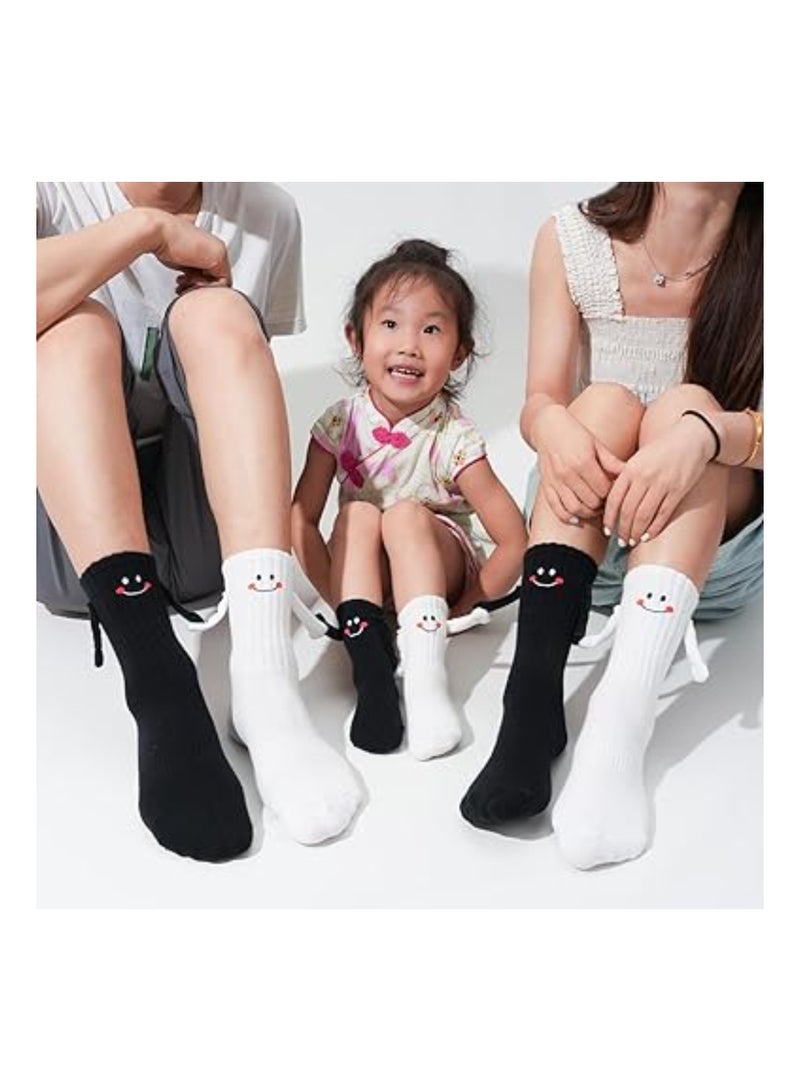 SOLARAE 4 Pairs of Funny Magnetic Couple Socks, Hand-in-Hand Friendship Socks for Mummy, Daddy, and Kids - Matching Unisex Mid-Tube Novelty Socks for Family Fun! - Image 5