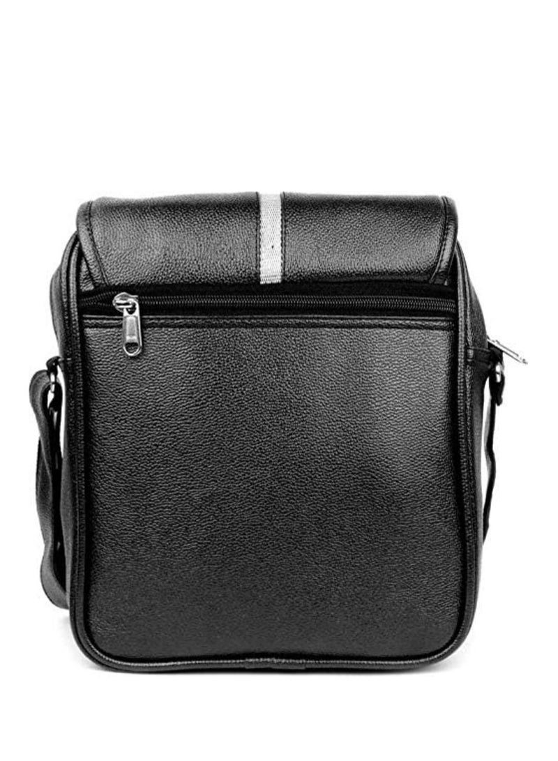Bagneeds Crossbody Synthetic Leather Unisex Sling Bag for Multi-Purpose use | Black with Strip | - Image 3