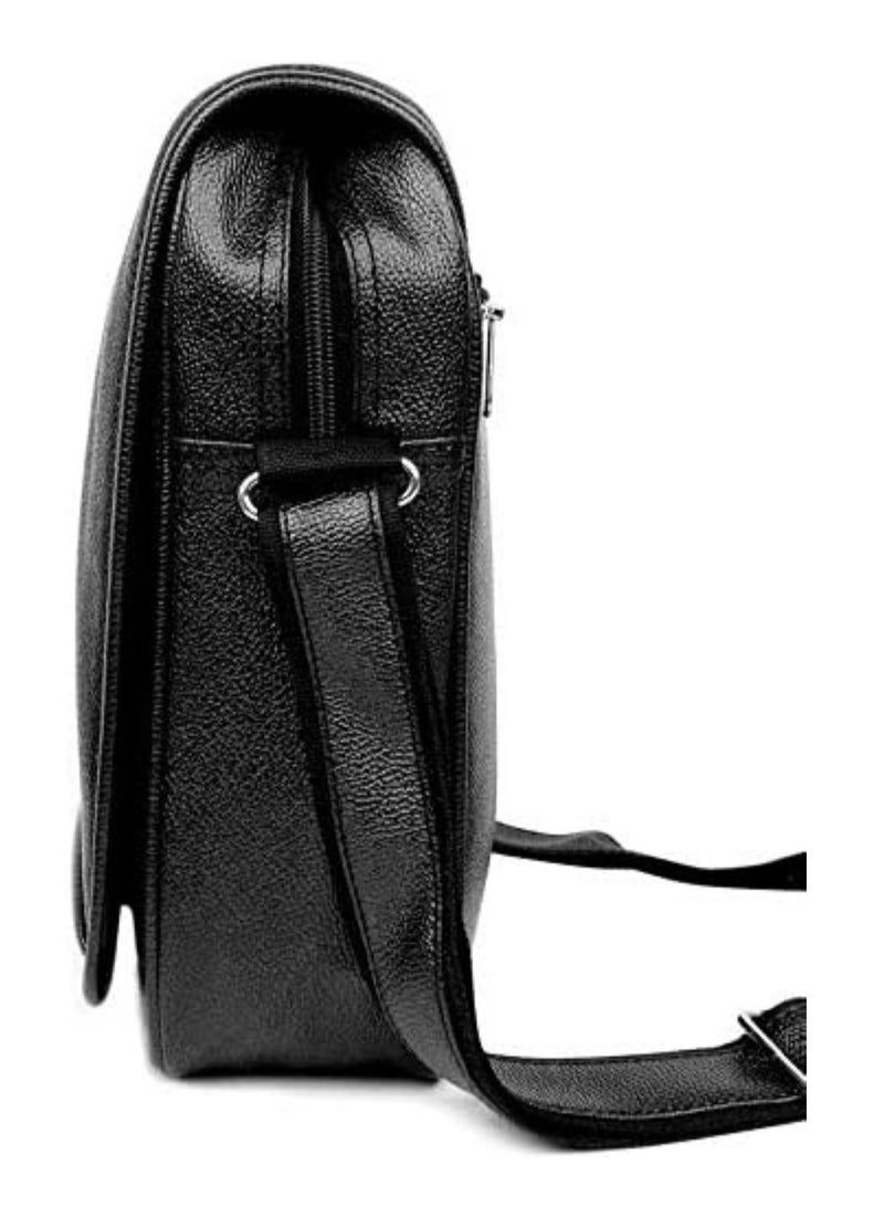 Bagneeds Crossbody Synthetic Leather Unisex Sling Bag for Multi-Purpose use | Black with Strip | - Image 5