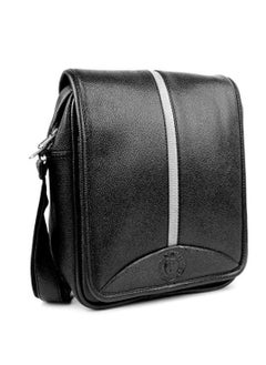 Bagneeds Crossbody Synthetic Leather Unisex Sling Bag for Multi-Purpose use | Black with White Strip |  - Image 4