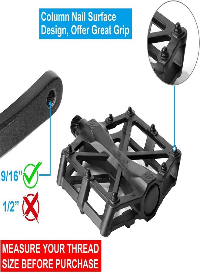 keycraze دواسات دراجة KEYCRAZE مقاس 9/16 للدراجات الجبلية ودراجات الطرق الجبلية، 16 دبوسًا مضادًا للانزلاق - دواسة عالمية (أسود) - Image 5
