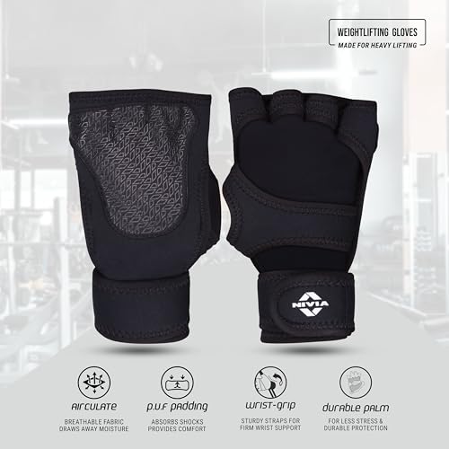 Nivia Spider Gym Gloves for Men & Women, Lightweight & Breathable Design, Padded Palm for Superior Grip, Adjustable Wrist Support, Ideal for Weightlifting, Cycling, Fitness & Gym Workouts (Black, M) - Image 3