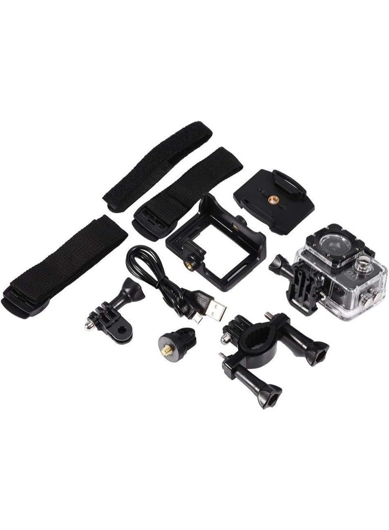 Generic Action Camera, 2.0 Inch Full HD 1080P Sports Camera, 30M Waterproof Underwater Camera, 16MP Anti-Shake Bike Camera, Mounting Accessories Kit for Diving/Bike/Climbing/Swimming - Image 4