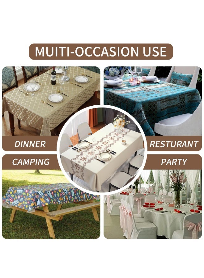 Arabest Rectangle Table Cloth,100% Waterproof Tablecloth Oil Proof Spill Proof Vinyl Table Cloth, Wipe Clean Plastic Table Cover for Dining, Camping, Indoor and Outdoor 54" x 84",Snowflake - Image 5