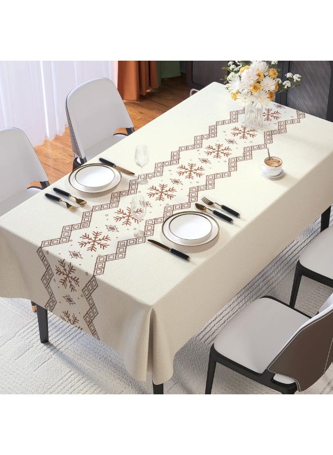 Arabest Rectangle Table Cloth,100% Waterproof Tablecloth Oil Proof Spill Proof Vinyl Table Cloth, Wipe Clean Plastic Table Cover for Dining, Camping, Indoor and Outdoor 54" x 84",Snowflake - Image 1