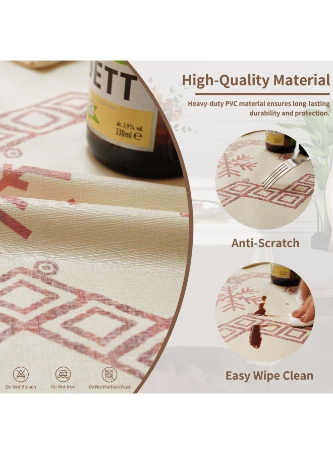 Arabest Rectangle Table Cloth,100% Waterproof Tablecloth Oil Proof Spill Proof Vinyl Table Cloth, Wipe Clean Plastic Table Cover for Dining, Camping, Indoor and Outdoor 54" x 84",Snowflake - Image 3
