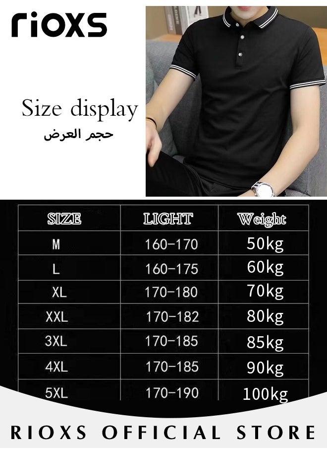 RIOXS - Men's Slim-fit Polo Shirt, Basic Short Sleeve T-Shirt, Comfy Breathable Shirt, Classic 3-Button Closure Tops, Reliable Option for Any Man Seeking Comfort without Compromising on Style - Image 1