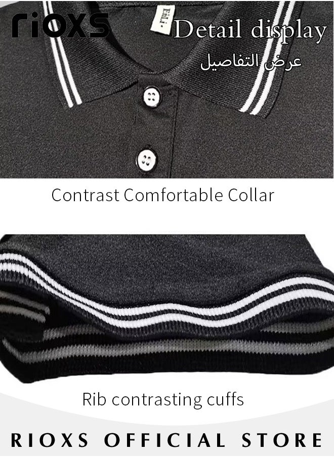 RIOXS - Men's Slim-fit Polo Shirt, Basic Short Sleeve T-Shirt, Comfy Breathable Shirt, Classic 3-Button Closure Tops, Reliable Option for Any Man Seeking Comfort without Compromising on Style - Image 1