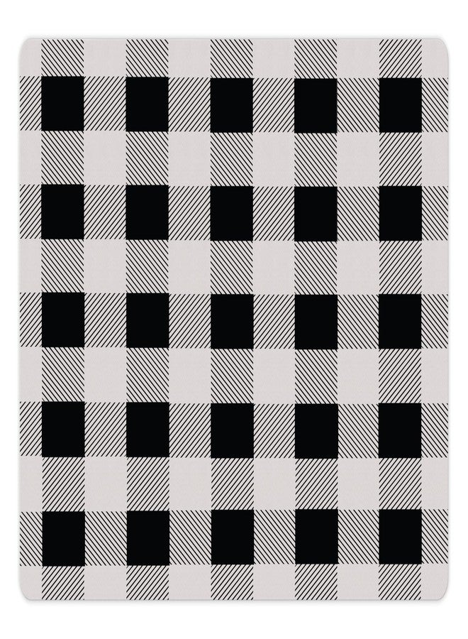 Lunarable Plaid Pet Mat for Food and Water, Monochrome Traditional Lumberjack Pattern Repating Checkered Squares Design, Non-Slip Rubber Mat for Dogs and Cats, 18" X 12", Grey Black - Image 1
