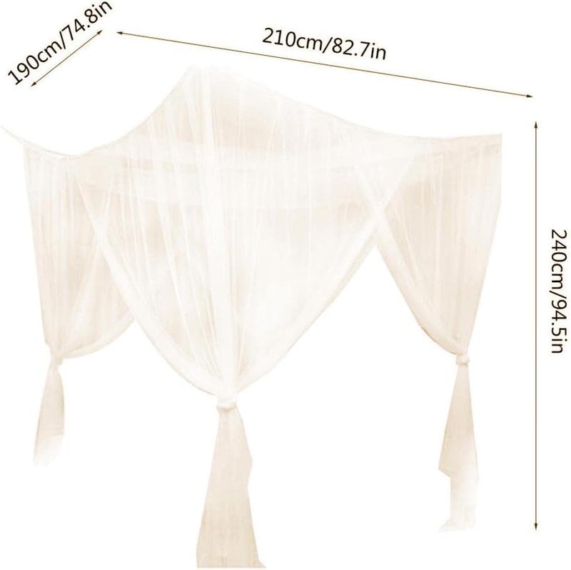 Baoblaze 4 Twin Bed Corner Curtain Canopy Curtain Twin Camping Beds, Beige - Image 3