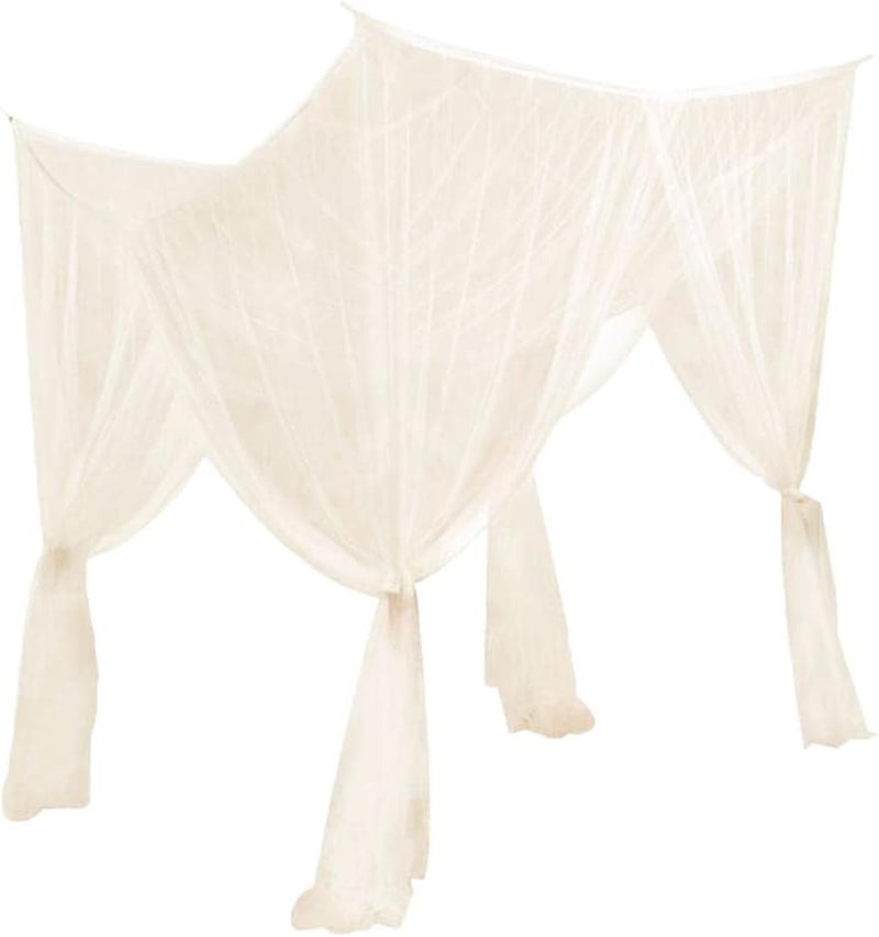 Baoblaze 4 Twin Bed Corner Curtain Canopy Curtain Twin Camping Beds, Beige - Image 4