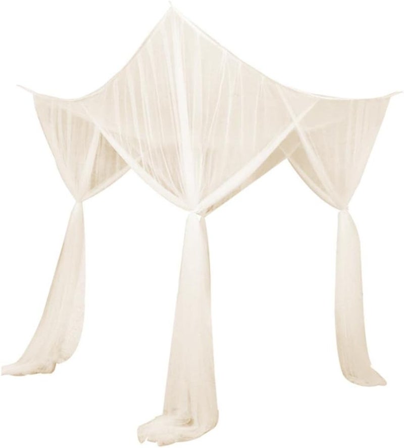 Baoblaze 4 Twin Bed Corner Curtain Canopy Curtain Twin Camping Beds, Beige - Image 1