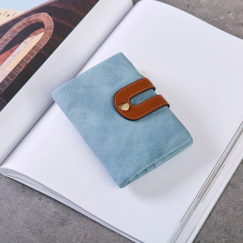 AOXONEL Women's Rfid Small Bifold Leather Wallet Ladies Mini Zipper Coin Purse id card Pocket,Slim Compact Thin (Blue) - Image 5