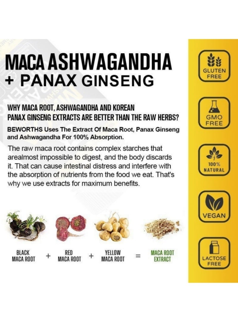 Maca Ginseng Complex Capsules - 120 Count for Strength, Focus & Physical Endurance