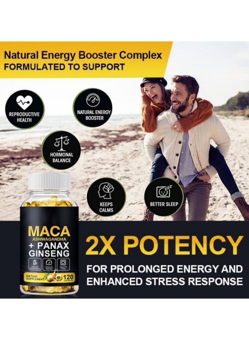 Maca Ginseng Complex Capsules - 120 Count for Strength, Focus & Physical Endurance