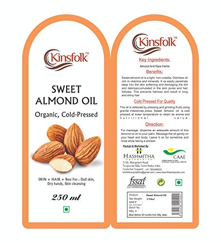 Kinsfolk Pure Cold Pressed Sweet Almond Oil for Hair and Skin - Badam Oil - 250ml - Image 4