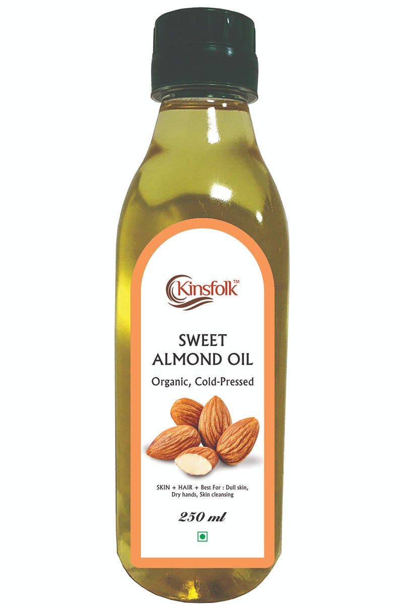 Kinsfolk Pure Cold Pressed Sweet Almond Oil for Hair and Skin - Badam Oil - 250ml - Image 1