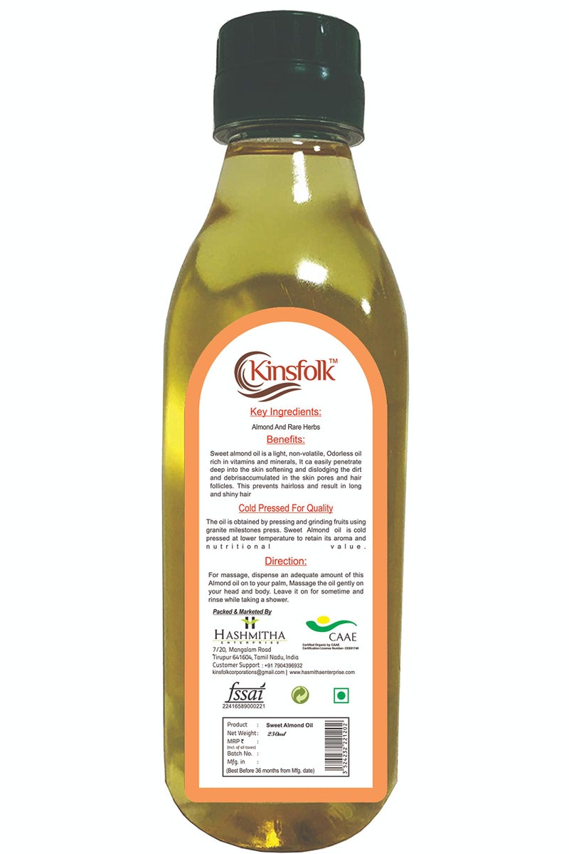 Kinsfolk Pure Cold Pressed Sweet Almond Oil for Hair and Skin - Badam Oil - 250ml - Image 3