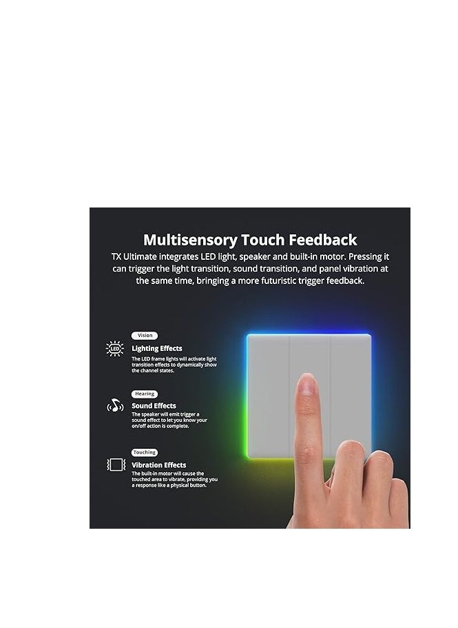 SONOFF SONOFF T5 3 Gang WiFi Smart Touch Light Switch, 2-Way Wireless Wall Light Switch, Full Touch, LED, Doorbell Smart Touch Switch, Compatible with Alexa, Google Home, 15A/3600W  - Image 3