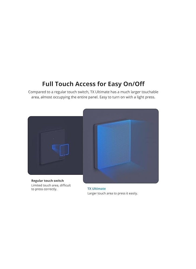 SONOFF SONOFF T5 3 Gang WiFi Smart Touch Light Switch, 2-Way Wireless Wall Light Switch, Full Touch, LED, Doorbell Smart Touch Switch, Compatible with Alexa, Google Home, 15A/3600W  - Image 2