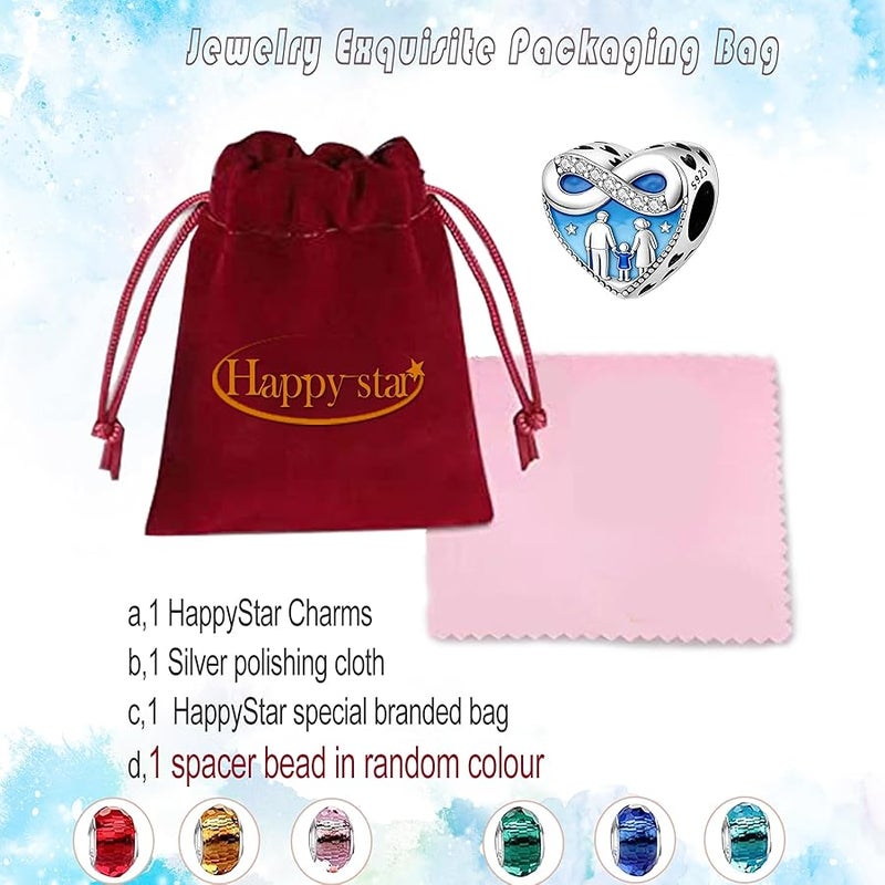 HappyStar دلايات من الفضة الاسترلينية عيار 925 من هابي ستار للاساور والقلائد تناسب اساور عيد الميلاد المتدلية من الخرز هدية مجوهرات للنساء (مع خرز فاصل واحد) - Image 4