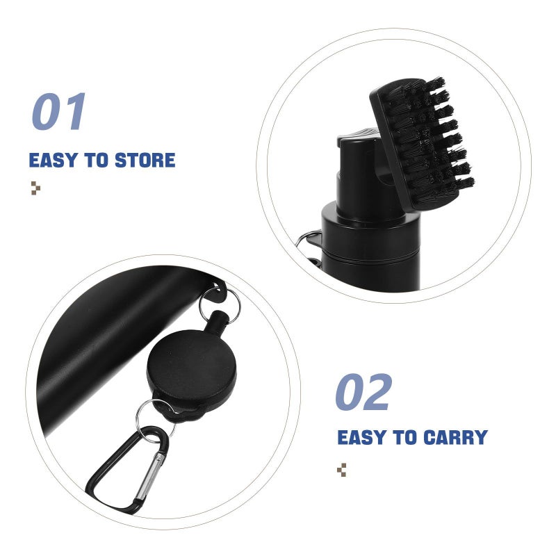 Golf Club Cleaner Brush Set Black With Water Bottle Groove Brush Retainer Clip - Image 4