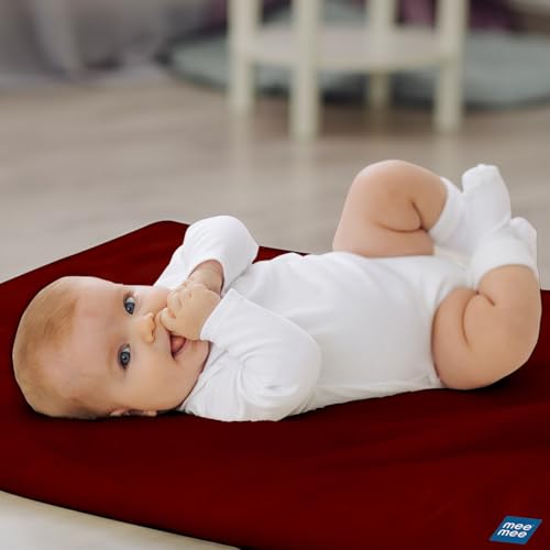 Mee Mee Reusable Water Proof Cotton Bed Protector Sheet/Extra Absorbent Mat/Dry Sheets/Urine Sheet/Dry Mat Pack of 2 (70CmX100Cm) (Medium, Maroon) - Image 2