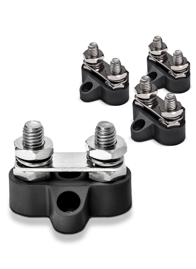 SYOSI Power Distribution Terminal Block Connect Bus Bar 4Pcs M8 Dual Studs w or Bus Bar Max 48V DC 80A Positive and Negative Ground Insulated Junction Post for Auto Marine Car Trailer RV Boat Truck Black  - Image 1