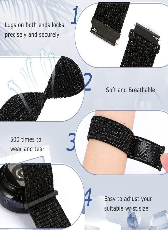 AVOD 22mm Nylon Sport Quick Release Replacement Bands Compatible with Ticwatch Pro/Galaxy Watch3 45mm/Galaxy 46mm, Gear S3 Frontier/Classic (Black White, 22mm) - Image 3