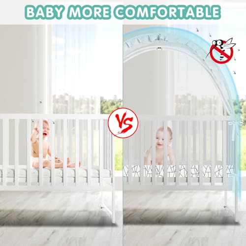 Zkaitoy Crib Tent - Crib Net to Keep Baby in, Stop Baby from Climbing Out of Crib, Pop Up Crib Tent with Durable Breathable Net Double Zipper Strong Rods Installation Convenience (Black Line, Large) - Image 5