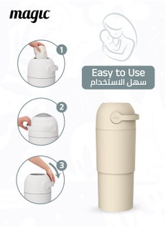 Magic THOTH L Diaper Pail | Odorless & Telescopic | 35 Diaper Capacity | 43 CM to 63 CM Adjustable Height | 2nd Life Concept: Converts to Potty Trainer, Kitchen Waste Bin, or Toilet Lid | Free Roll of 15 Bags  - Image 4