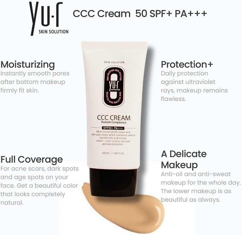 YU.R SKIN SOLUTION YU. R Skin Solution CCC Cream Color Change Control Cream 4 Function SPF50+ PA+++ (Medium) - Image 4