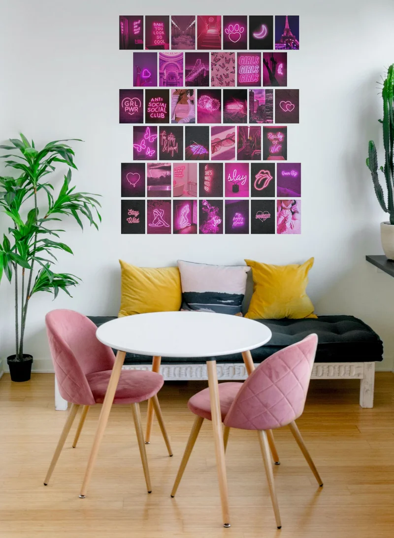LOWHA Posters Wall Collage Kit, Album Cover, 40 Pieces Cardstock Thick Paper Posters, Pink Art 14.8x20cm